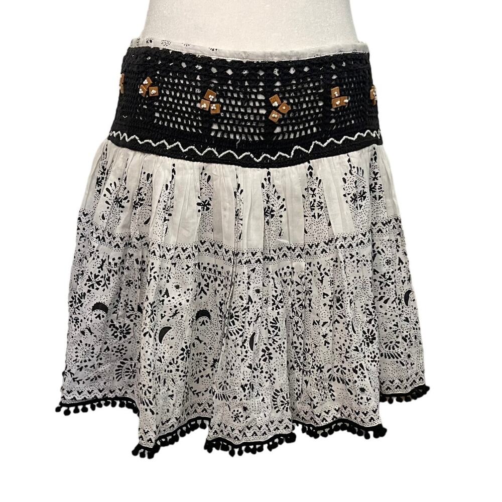 NWOT Women's Raga Anthropologie beaded crochet bohemian skirt - Medium
